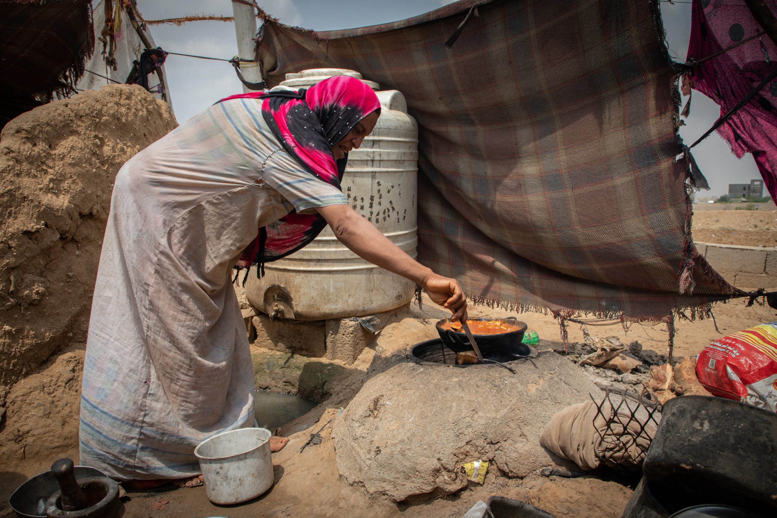 Woman prepares a meal