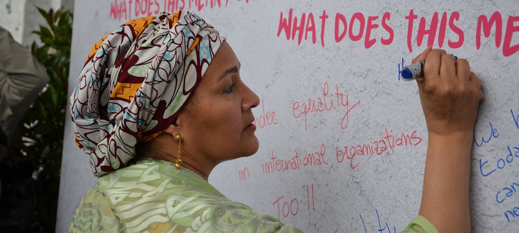 Amina Mohammed Signs A Wall