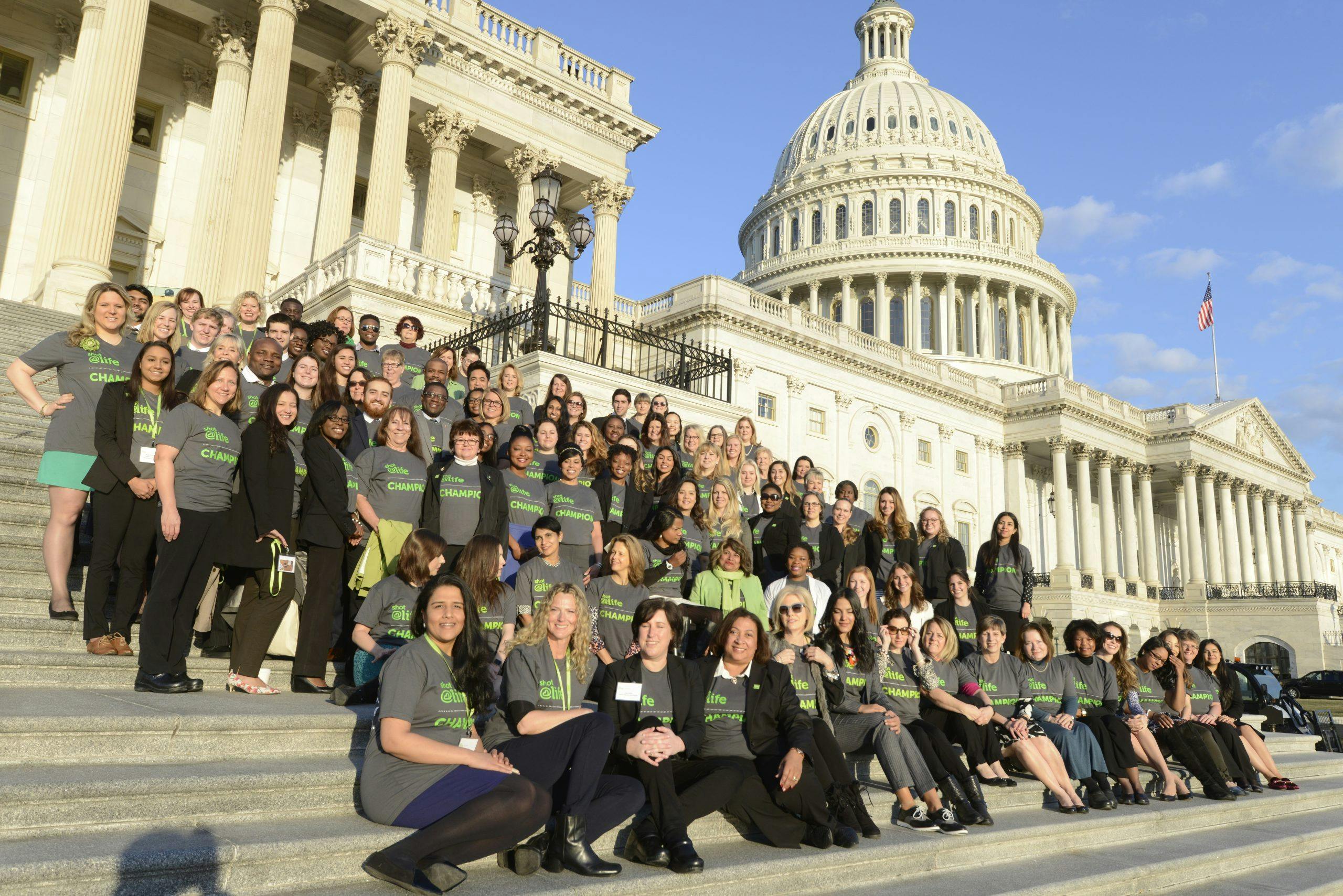 Shot@Life Advocates pose in front of the US Capitol