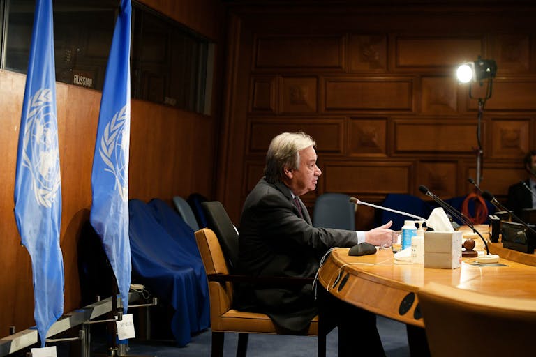 Secretary-General António Guterres addresses the Leaders Summit on Climate