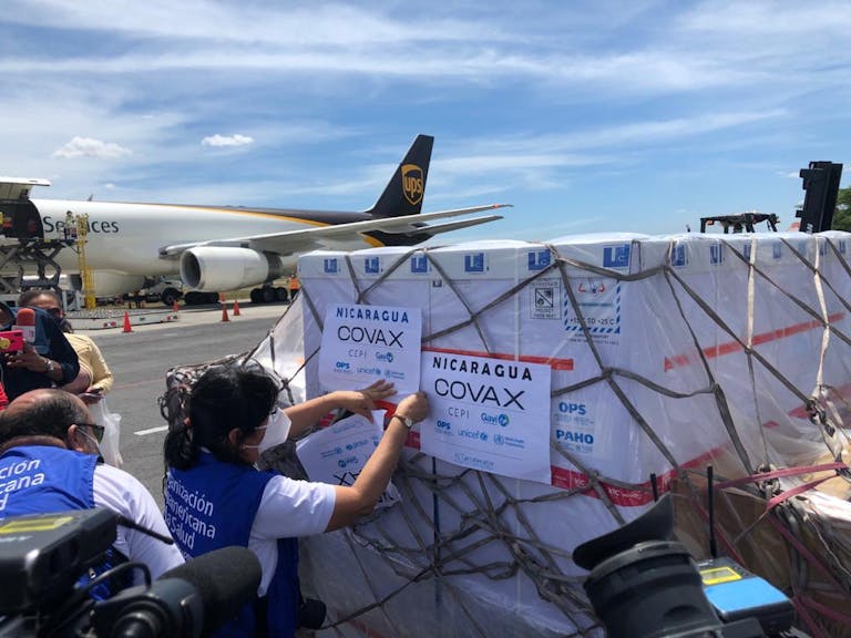 COVAX vaccine delivery on tarmac