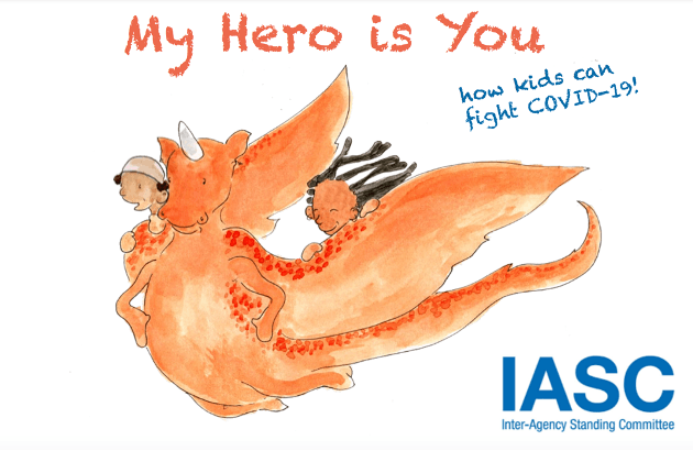 Book cover of a two children on a dragon. Text says: My Here is You, how kids can fight COVID-19