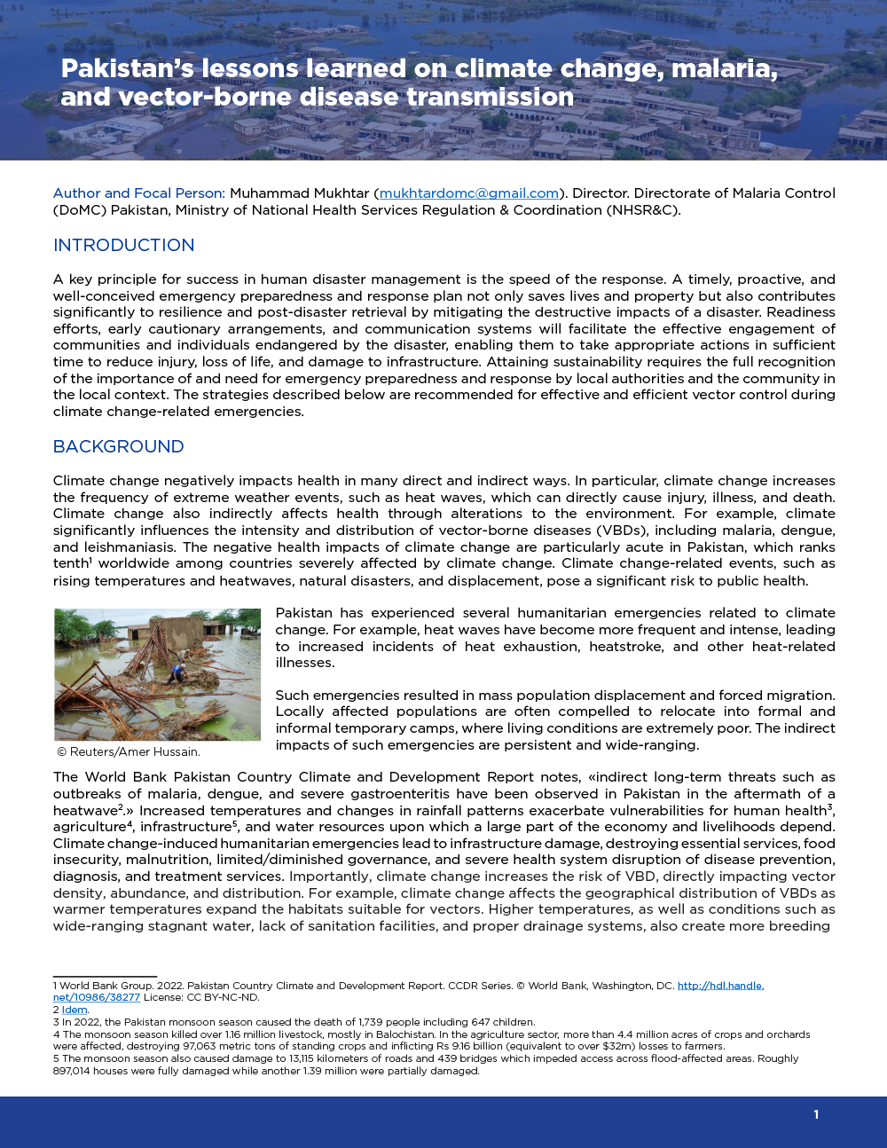 Pakistan’s lessons learned on climate change, malaria, and vector-borne disease transmission (thumbnail)